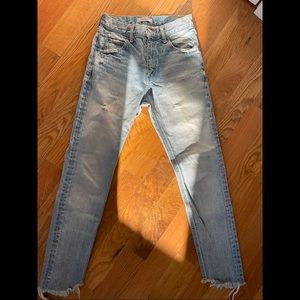 Moussy Blue Light Wash Vintage Mv Waist Fit Straight Leg Jeans